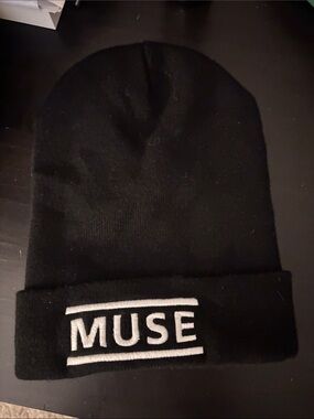 Muse Black Cuffed Beanie with White Logo
